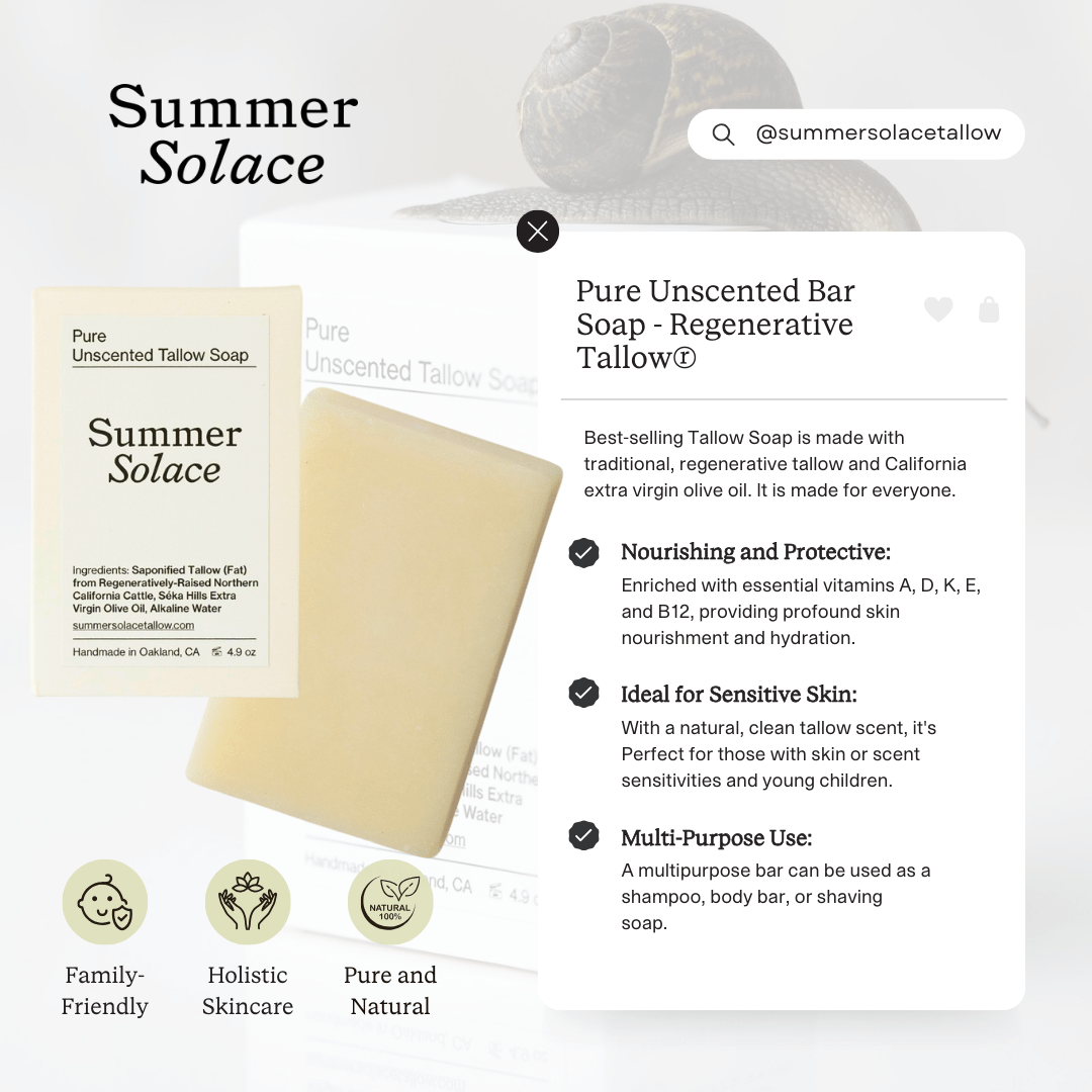 Pure Unscented Tallow Bar Soap