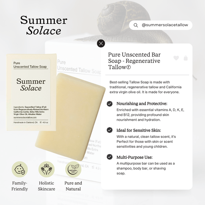 Pure Unscented Tallow Bar Soap
