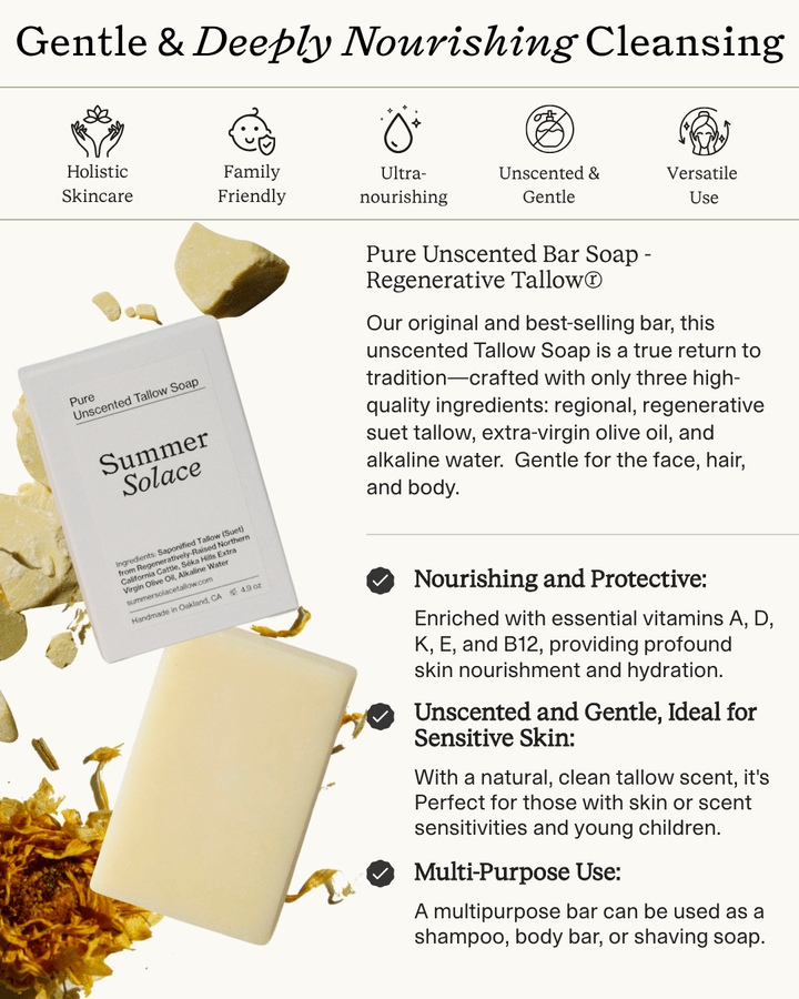 Pure Unscented Tallow Bar Soap