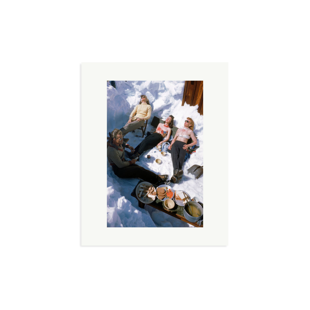 Skiers Sunbathing