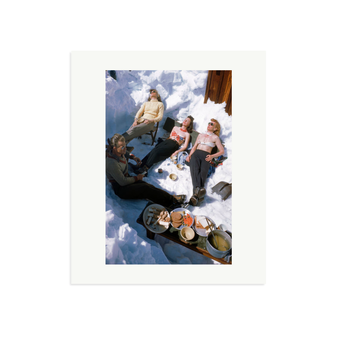Skiers Sunbathing