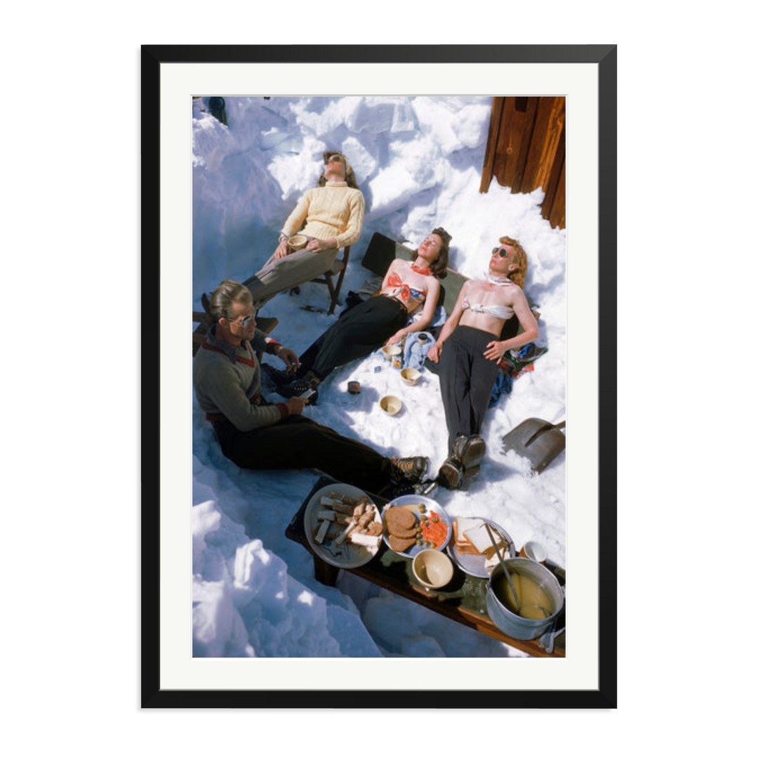 Skiers Sunbathing