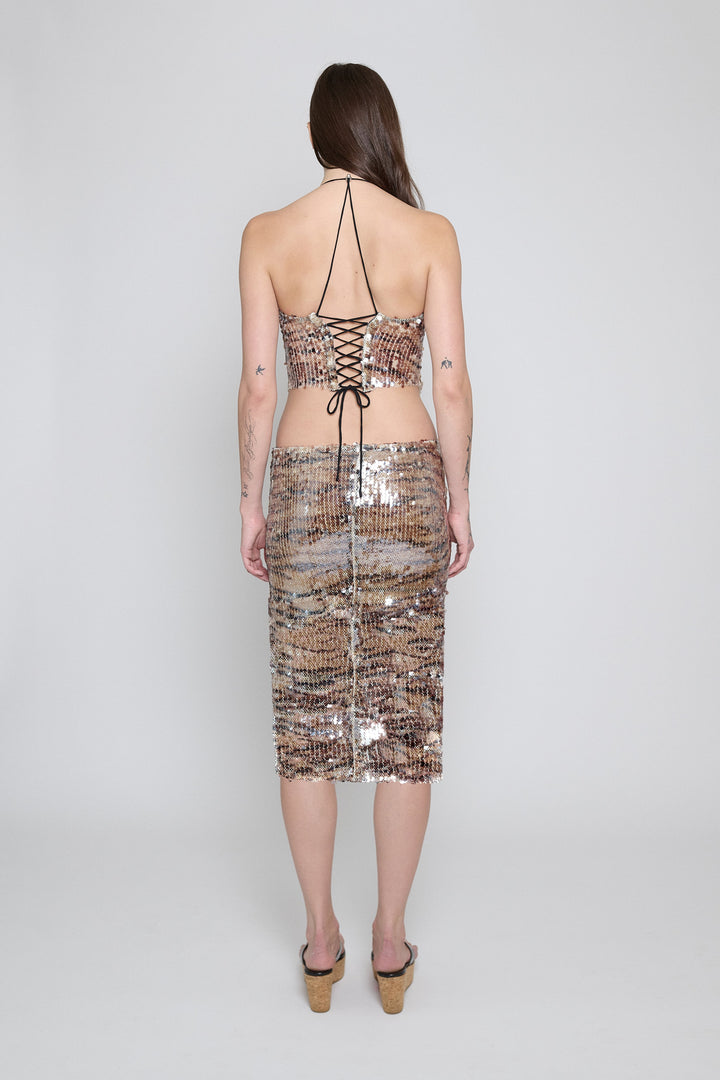 Tiger Sequin Midi Skirt