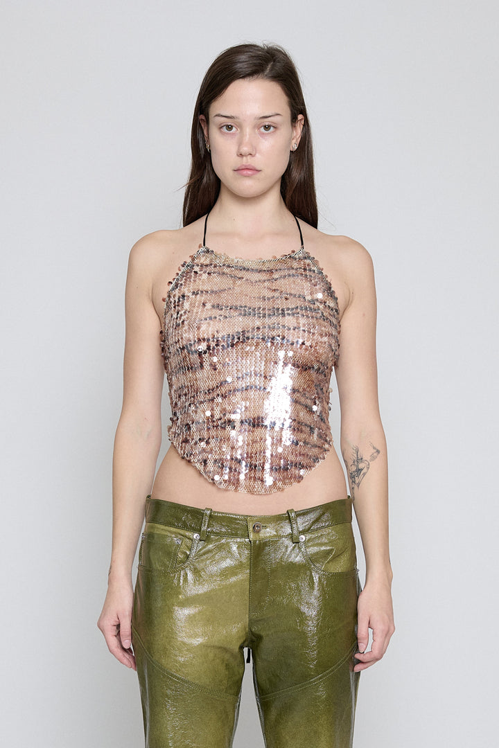 Tiger Sequin Halter Top