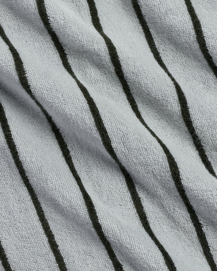 Turkish Cotton Stripe Robe Sky with Evergreen