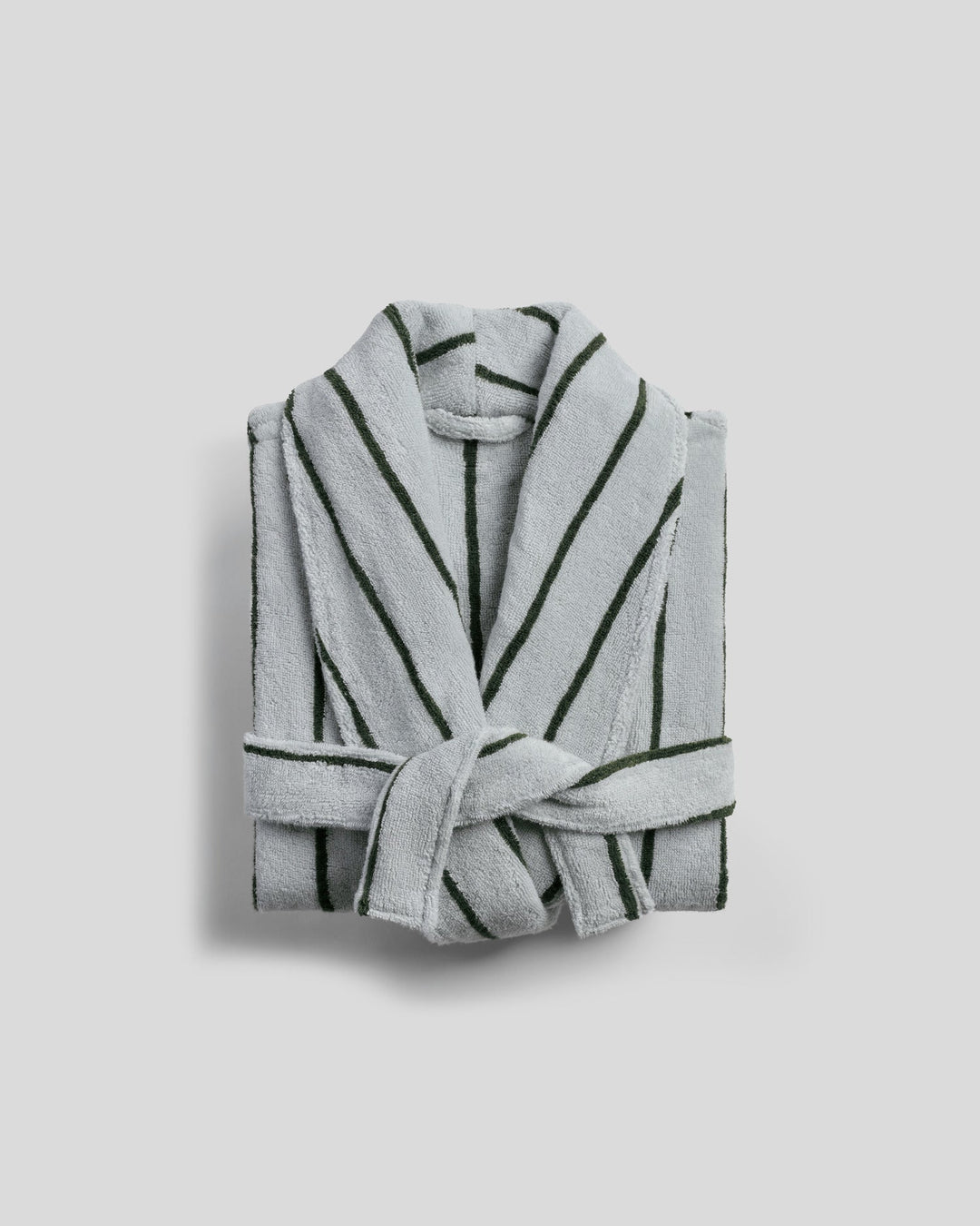 Turkish Cotton Stripe Robe Sky with Evergreen
