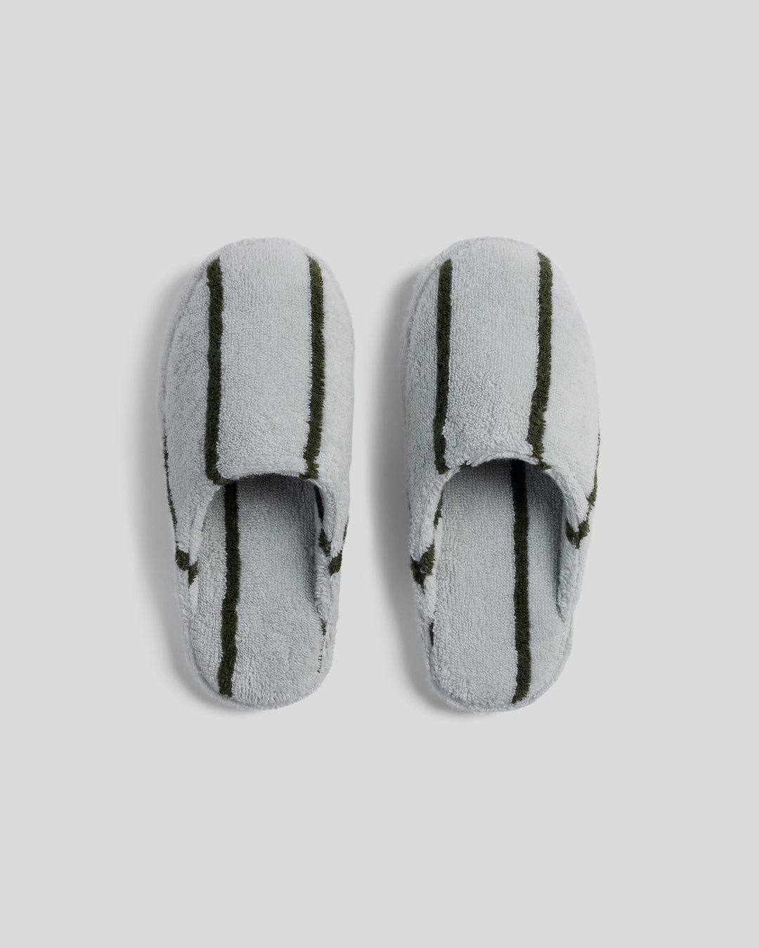 Turkish Cotton Stripe Slippers Sky with Evergreen