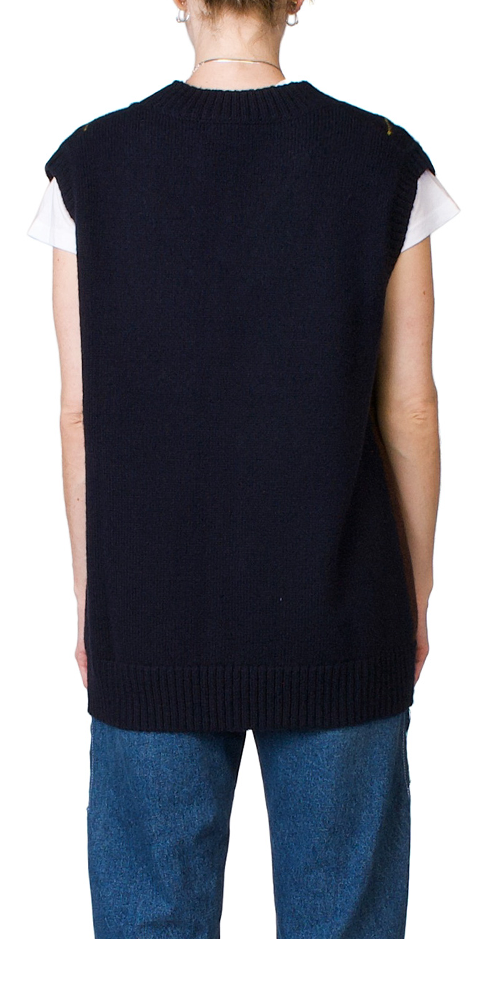 Argyle Wool Blend Sleeveless Sweater in Brown - Maison Margiela