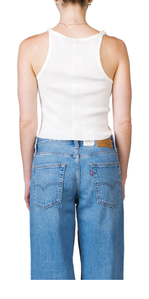 Cropped Rib Tank Ivory