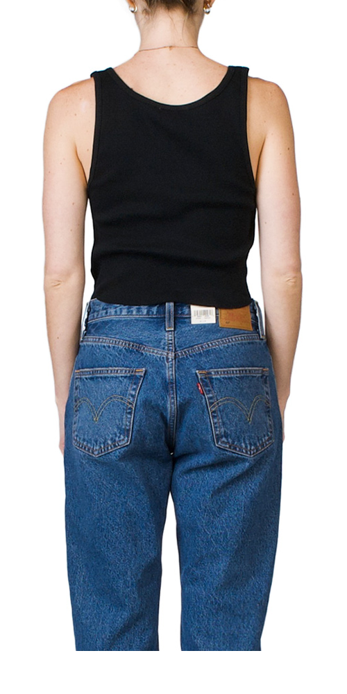 Cropped Scoop Neck Tank Black