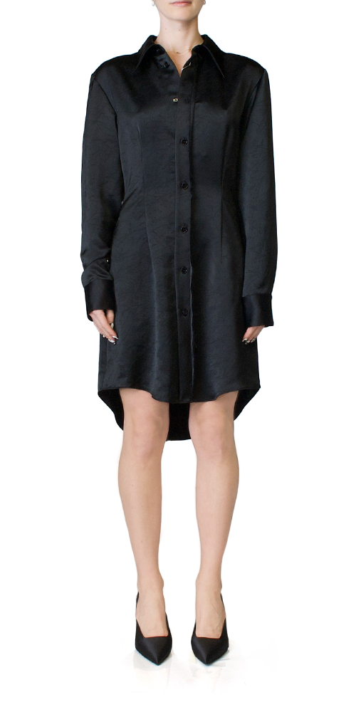 MM6 Maison Margiela Silky Button Front Dress Black | Maison Rogue