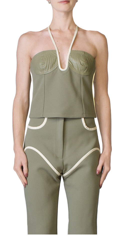 Nassia Singlet Khaki &amp; Cream