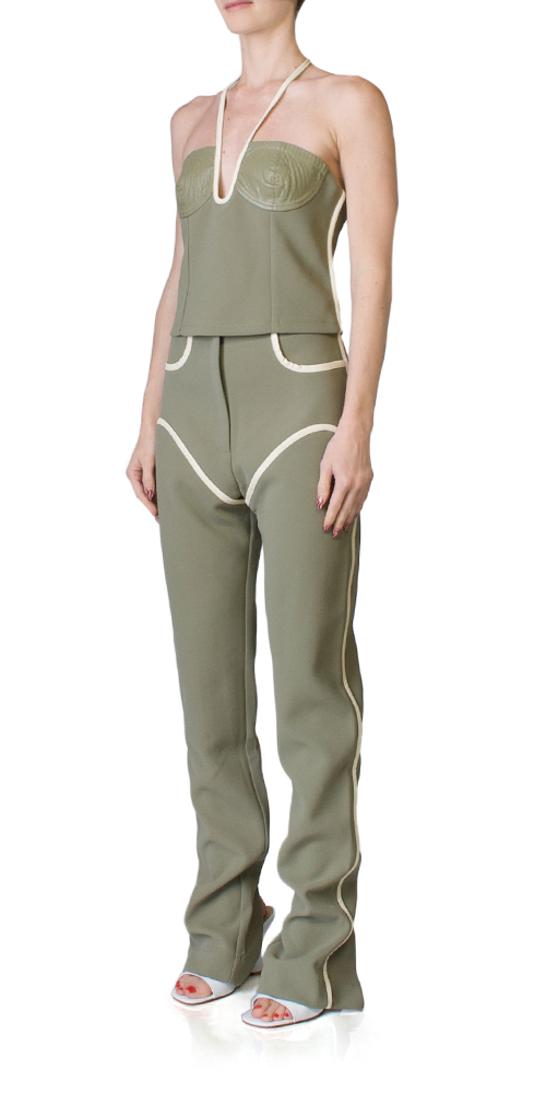 Nassia Singlet Khaki &amp; Cream