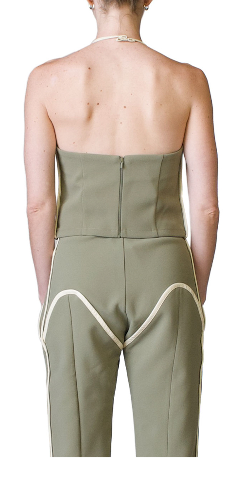Nassia Singlet Khaki &amp; Cream