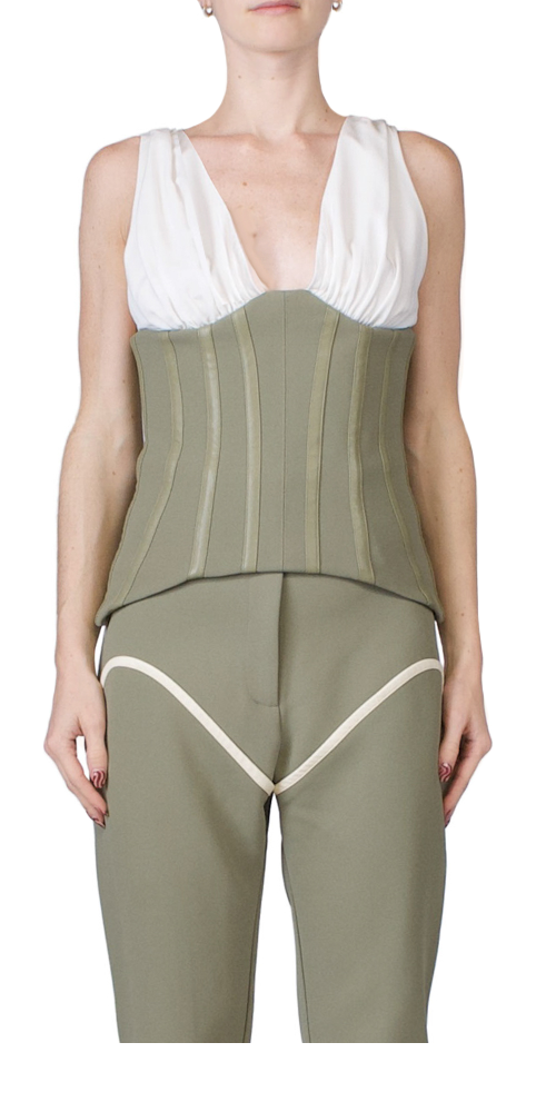 Mahala Bodice Khaki &amp; Cream