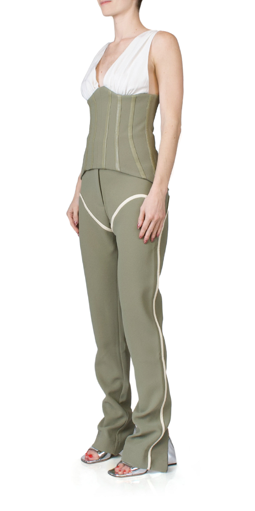 Mahala Bodice Khaki &amp; Cream