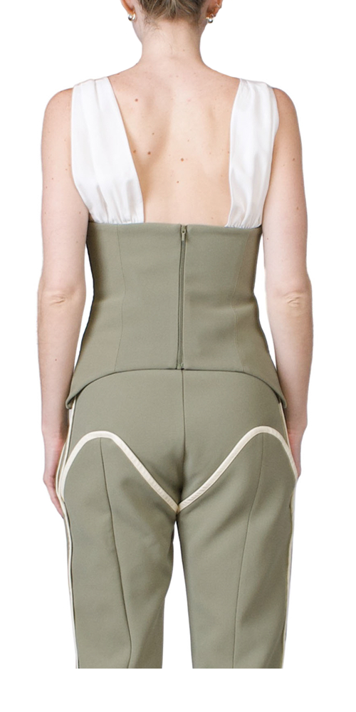 Mahala Bodice Khaki &amp; Cream