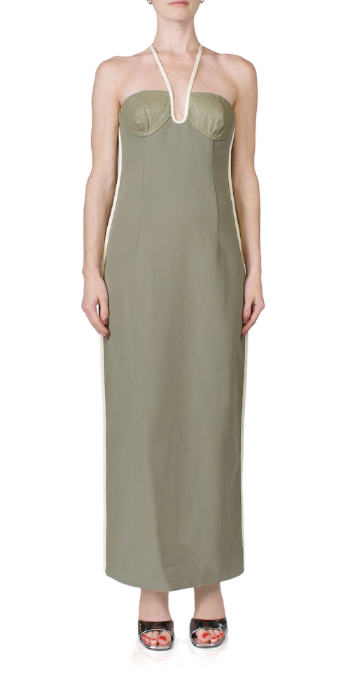 Nassia Dress Khaki &amp; Cream