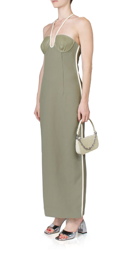 Nassia Dress Khaki &amp; Cream