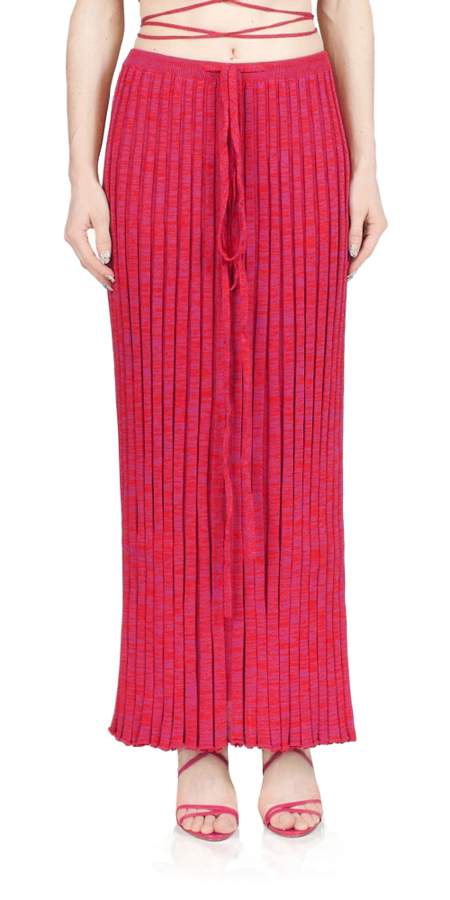 Pleated Knit Tie Skirt
