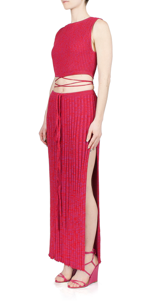 Pleated Knit Tie Skirt