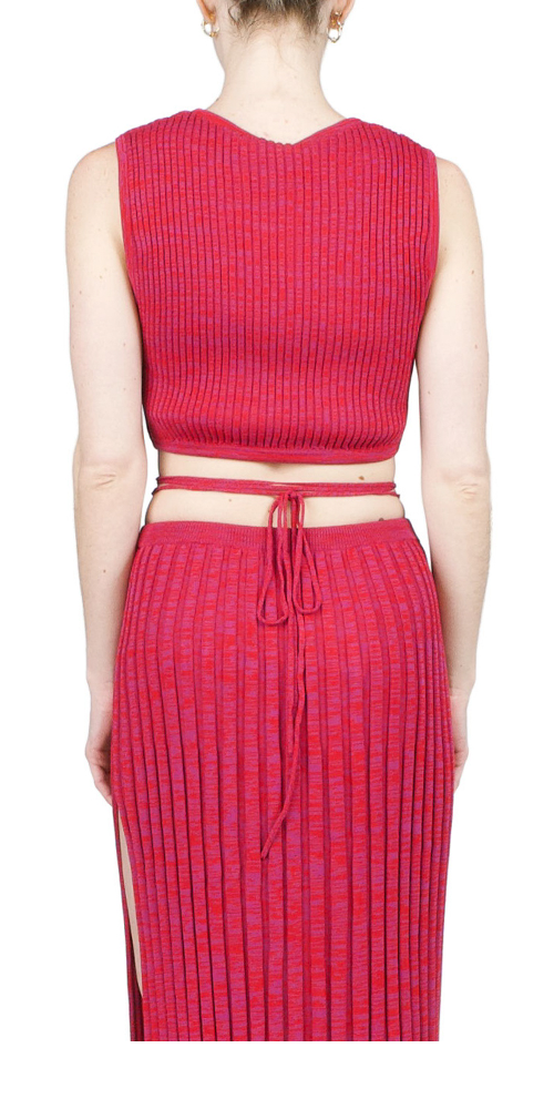 Sleeveless Knit Tie Crop