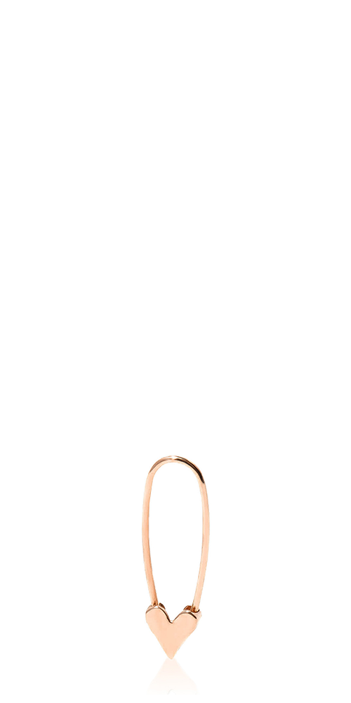Mini Heart Safety Pin Earring Rose Gold