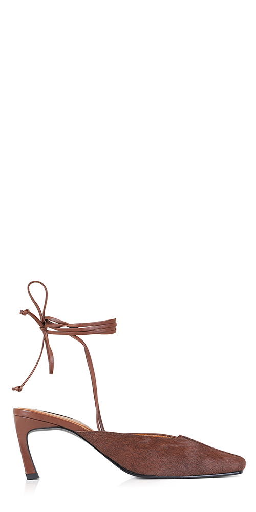 Reike Nen Piping Strap Heels Brown Pony Hair | Maison Rogue