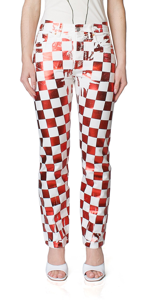 Check Print Five-Pocket Pants